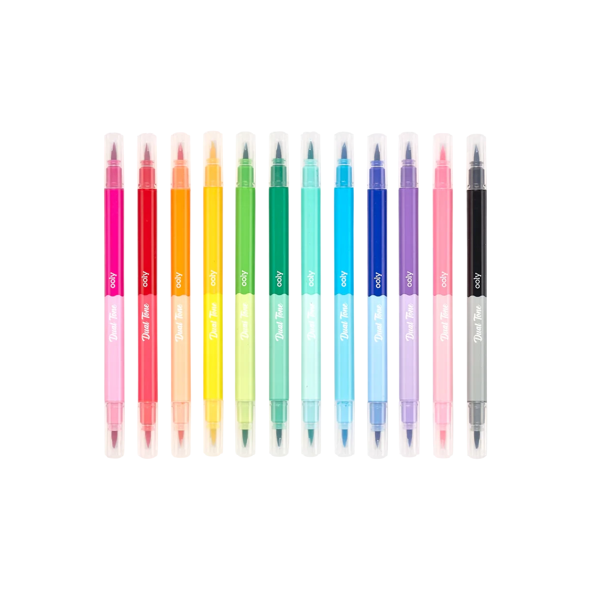Dual Tone Double Ended Brush Marker - Set of 12/24 colors | OOLY(Dual tone double ended brush marker set of 12 24 colors ooly) Dual Tone Double Ended Brush Marker - Set Of 12/24 Colors | OOLY(Dual Tone Double Ended Brush Marker Set Of 12 24 Colors Ooly) -Curious Bear Toys 130 085 Dual Tone Double Ended Brush Markers O1
