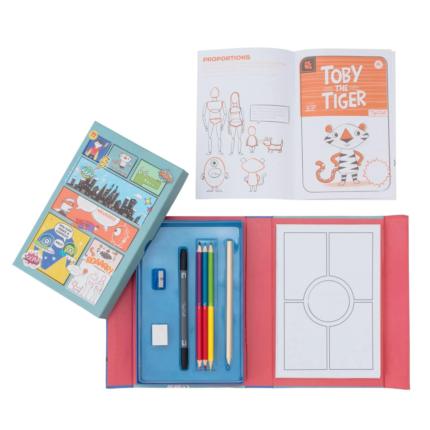 Comic Book Kit | Tiger Tribe(Comic book kit 1) Comic Book Kit | Tiger Tribe(Comic Book Kit 1) -Curious Bear Toys 60249 Tiger Tribe Comic Book Kit Open web 1536x1536 1