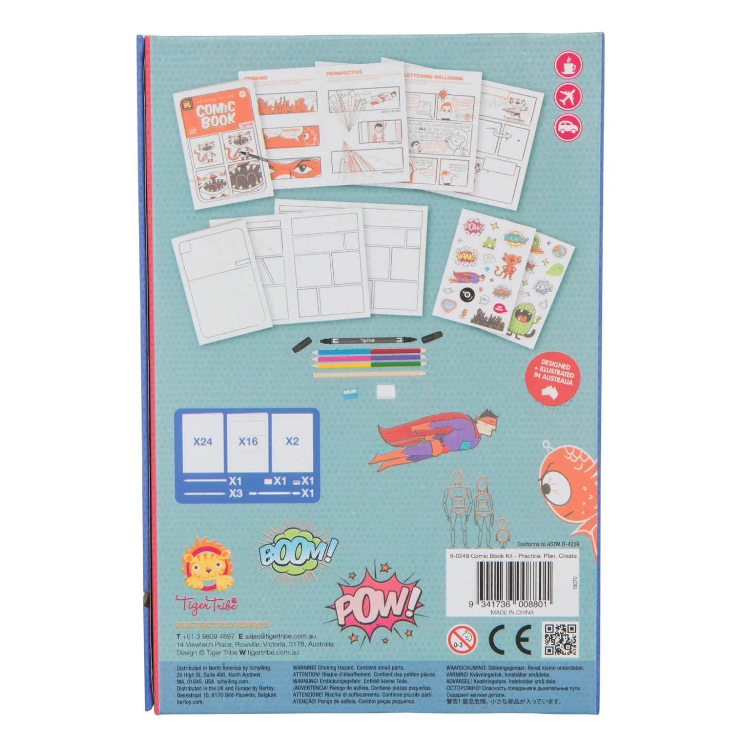 Comic Book Kit | Tiger Tribe(Comic book kit 1) Comic Book Kit | Tiger Tribe(Comic Book Kit 1) -Curious Bear Toys 60249 Tiger Tribe Comic Book Kit Pkg Back web 1536x1536 1