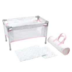 Berenguer Boutique Travel Foldable Crib/Play Pen - Pink | JC Toys(Berenguer Boutique Travel Foldable Crib Play Pen Pink Jc Toys) -Curious Bear Toys 81603Pink MAIN cuna munecas plegable ELI