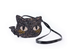 Cat's Meow Black Chunky Glitter Kitty Purse | Great Pretenders(Cats Meow Black Chunky Glitter Kitty Purse Great Pretenders)