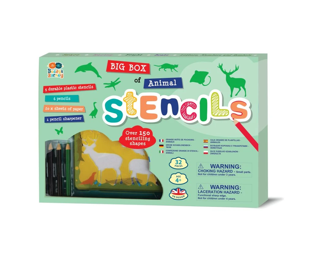 Big Box of Stencils – Animals | Buddy & Barney(Big box of stencils animals buddy barney) Big Box Of Stencils – Animals | Buddy & Barney(Big Box Of Stencils Animals Buddy Barney) -Curious Bear Toys BB025 RGB new 1 1024x844 1