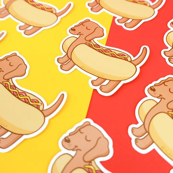 Dachshund Hot Dog Vinyl Sticker | Turtle's Soup(Dachshund hot dog vinyl sticker) Dachshund Hot Dog Vinyl Sticker | Turtle's Soup(Dachshund Hot Dog Vinyl Sticker) -Curious Bear Toys Hot Dog Dachshund Puppy Dog Vinyl Sticker Decal for Water Bottle Laptop Phone Journal Turtle Soup Turtles Soup Original Art Cute Gift Funny 720x 16d3779d 7e0e 45bd af12 fb6813ac0077