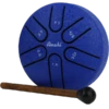 Amahi Steel Tongue Drum, 3″ - Blue | Amahi(Amahi Steel Tongue Drum 3 Blue Amahi) -Curious Bear Toys KLG3BL Angle w.Mallet 600x600 1