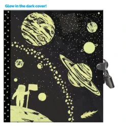 Space Adventure Glow In The Dark Journal | Eeboo(Space Adventure Lock Diary) -Curious Bear Toys LDSPC detail