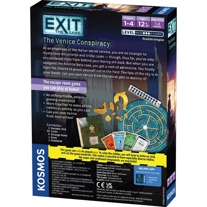 EXIT: The Game - The Venice Conspiracy(Exit the game the venice conspiracy) EXIT: The Game - The Venice Conspiracy(Exit The Game The Venice Conspiracy) -Curious Bear Toys Venice 3Dbox Back 720x bac3d7bc 45fd 4d12 8c8d 701a4d018190