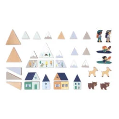 Mountain Valley Wooden Blocks Set - 35 Pc - Cross Roads | Janod(Mountain Valley 35 Wooden Blocks Set Cross Roads Janod) -Curious Bear Toys mountain valley 35 wooden blocks set cross roads 3