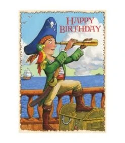 Eeboo Pirate With Parrot Card(Happy Birthday Pirate Card)
