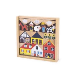 Countryside Wooden Blocks Set - 34 Pc - Cross Roads | Janod(Countryside Wooden Blocks Set 34 Pc Cross Roads Janod)