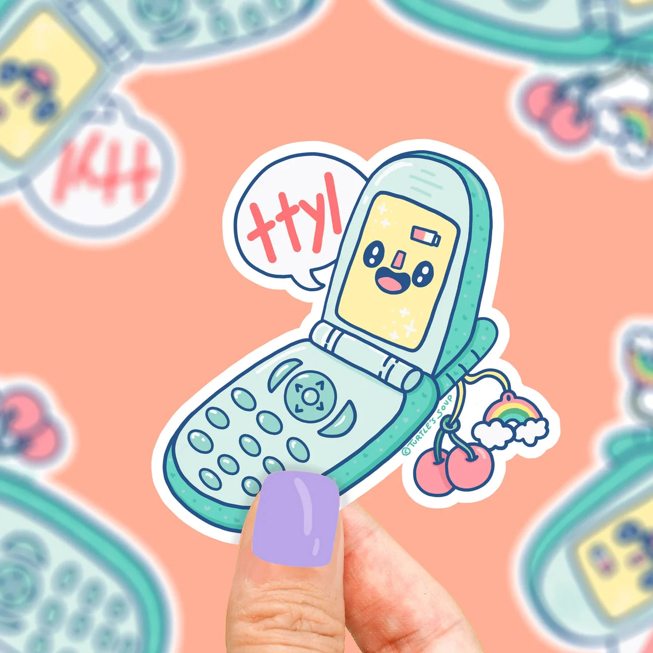 TTYL Flip Phone Vinyl Sticker(Ttyl flip phone vinyl sticker) TTYL Flip Phone Vinyl Sticker(Ttyl Flip Phone Vinyl Sticker) -Curious Bear Toys ttyl 2000s phone retro vintage old school phone early 2000s 1990s millennial generation cool kids flip phone sticker for laptop phone